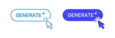 Generate Button With Cursor Click Line And Solid Icon Set. Interactive Web Design And User Interface...