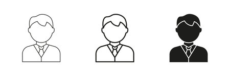 Business Professional Avatar Line And Solid Icon Set. Corporate Identity, Employee and User Profile...