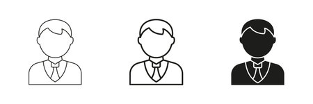 Business Professional Avatar Line And Solid Icon Set. Corporate Identity, Employee and Office Worker...