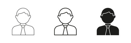 Business Professional Avatar Line And Solid Icon Set. Corporate Identity, Employee and Office Worker...