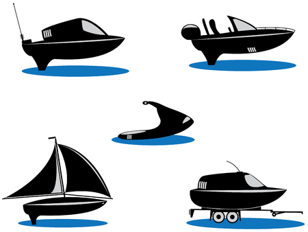 Silhouette of the five boats のイラスト素材