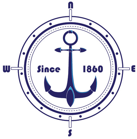 Anchor with a compass frame のイラスト素材