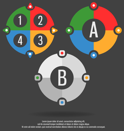 Modern, clear template cirlce shape. Can be used for infographics, websites elements, presentations, comparison, packages, advertisement.のイラスト素材