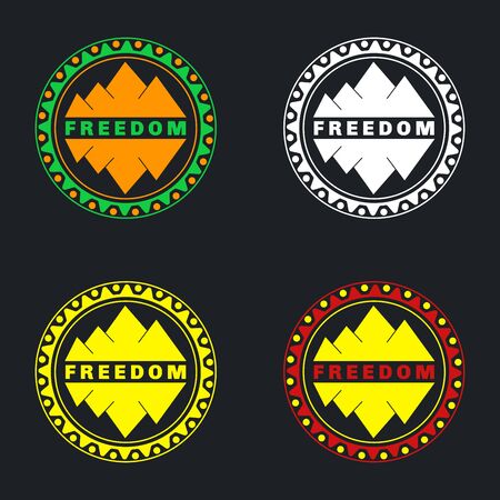 Mountain badge set. Can be used as stickers, icons, background for packages. Set of 4 pieces.のイラスト素材