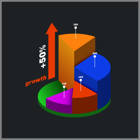 Color round isometric diagram, info graphic. With shadows.のイラスト素材