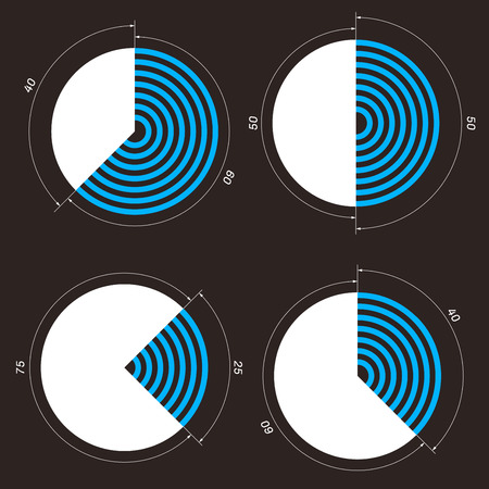 Pie diagram, flat style drawing. Dark background. Clean and simple.のイラスト素材