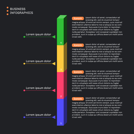 Column infographics. Flat style. Box design. Clean and simple. Dark background.のイラスト素材