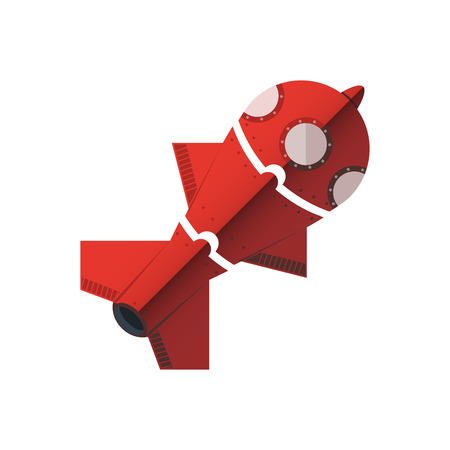 Rocket divided into parts. In the form of a puzzle. Flying up.のイラスト素材