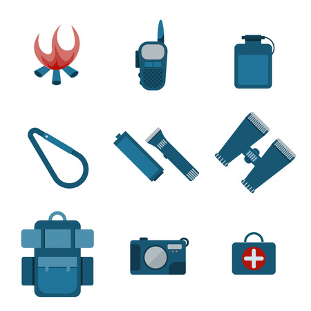 Set of camping equipment icons.のイラスト素材