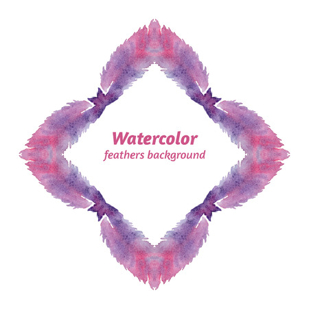 Watercolor frame, it consists of feathers, hand drawn. Vectorのイラスト素材