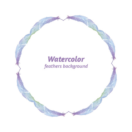Watercolor frame, it consists of feathers, hand drawn. Vectorのイラスト素材