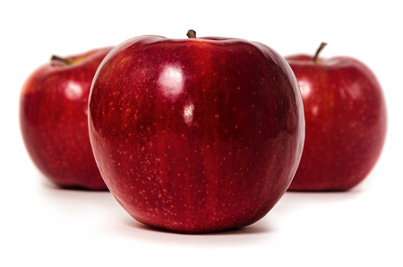 apple fruit closeup isolated on white backgroundの写真素材