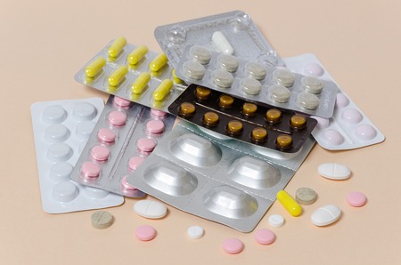 the set of medicines to treat various ailments and support the immune system. Setの写真素材