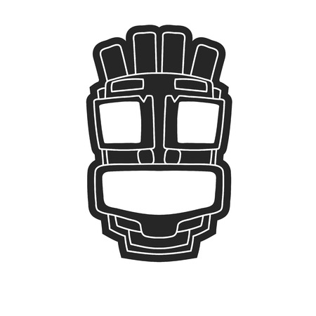 ancient tribal mask in black and white style. Icon or logo on a white backgroundのイラスト素材