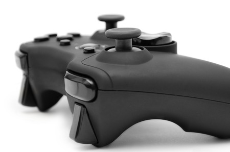 wireless computer gamepad. Isolated on white backgroundの写真素材