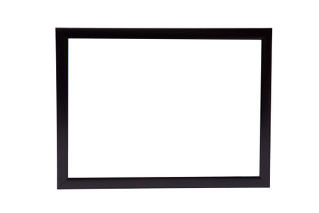 Classic black wooden frame isolated on white background.