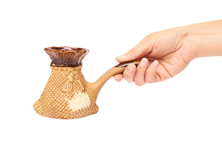 Ceramic turk for coffee isolated on white background.の写真素材