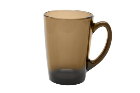 Empty glass coffee latte cup isolated on white background.の写真素材