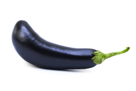 raw purple Eggplant Isolated on white background.の写真素材