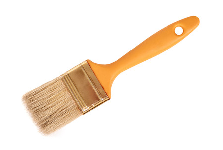 orange Paint brush isolated on white background.の写真素材