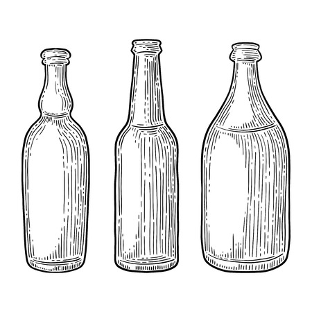 Set of beer bottles isolated on white background.のイラスト素材