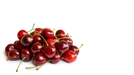 red raw Cherry isolated on white background.の写真素材
