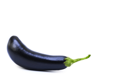 raw purple Eggplant Isolated on white backgroundの写真素材