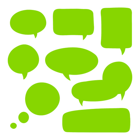 Doodle speech bubbles vector set. Cartoon style message note template for comics. Isolated on white background. Silhouette.のイラスト素材