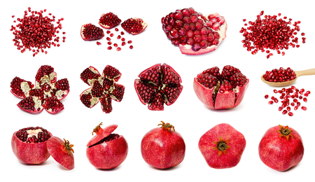 set of different Pomegranate isolated on white background.の写真素材