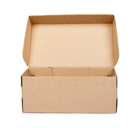 Brown cardboard box for packaging and delivery, isolated on white background.