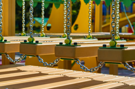 staggering steps for children in the public playground.