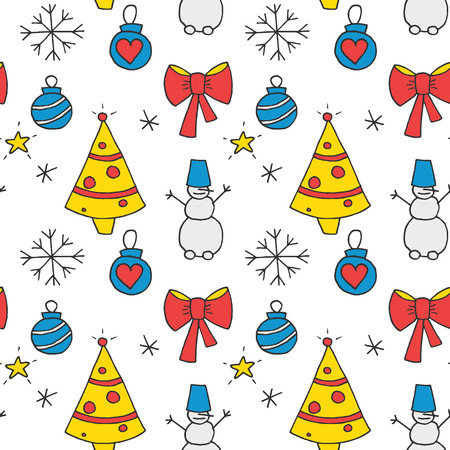 seamless pattern of winter objects, doodle cartoon vector illustration.のイラスト素材