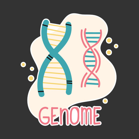 Abstract genome for medical design. Hand drawn vector on black backdrop.のイラスト素材