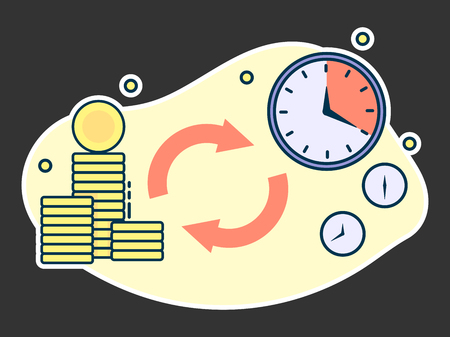 time is money, quick loans and deposits concept. Line art, flat style vectorのイラスト素材