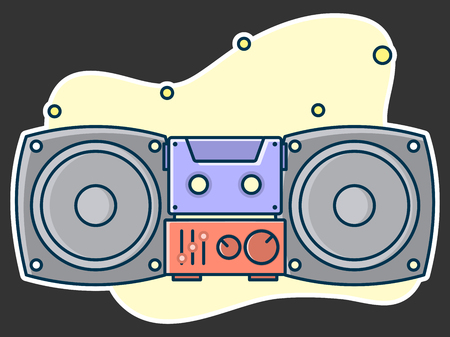 Home music and sound studio concept, proffessional work label. Line art, flat style vector, icon. Template for t-shirt, web, poster or mobile appのイラスト素材