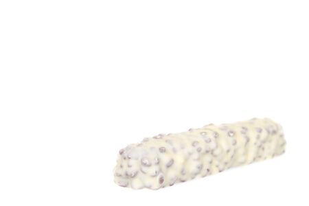 Healthy granola, energy, sport, breakfast and protein bar. Isolated on white background. Copy space templateの写真素材