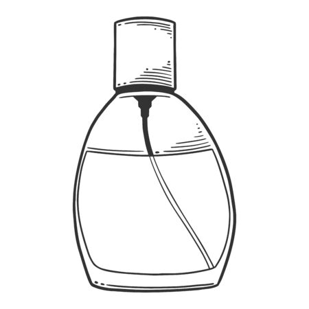 Perfume bottle. Vector concept in doodle and sketch style. Hand drawn illustration for printing on T-shirts, postcards.のイラスト素材