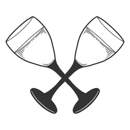 Wine glass. Vector concept in doodle and sketch style. Hand drawn illustrationのイラスト素材