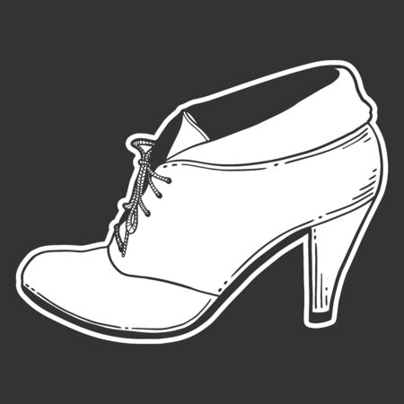 High heel shoes. Vector concept in doodle and sketch style. Hand drawn illustration for printing on T-shirts, postcards.のイラスト素材