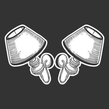 Wall lamp. Vector concept in doodle and sketch style. Hand drawn illustration for printing on T-shirts, postcards.のイラスト素材