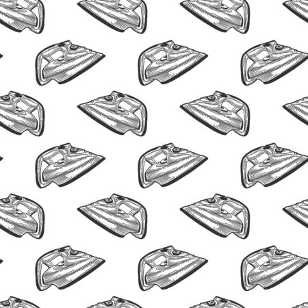 Iron. Vector concept in doodle and sketch style. Hand drawn illustration for printing on T-shirts, postcards. Seamless pattern for textile, paper wrap. Texture background.のイラスト素材