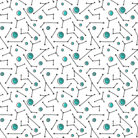 Abstract line art, vector concept in doodle style. Hand drawn illustration for printing on T-shirts, postcards. Seamless pattern for textile, paper wrap. Texture background.のイラスト素材