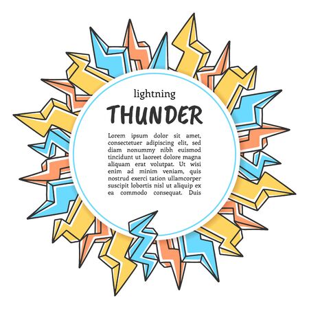 Lightnings vector banner in doodle and sketch style. Hand drawn poster for printing, postcard, card and brochure.のイラスト素材