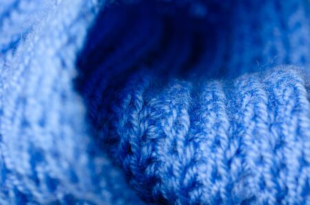 Blue textile and texture background. Fabric macro photography, cloth pattern.の写真素材