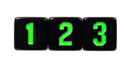 Black dices for games. Isolated on white background.の写真素材