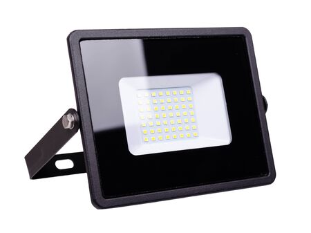 LED floodlight, outdoor light equipment. Isolated on white background.の写真素材
