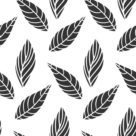 Decorative leafs background, foliage vector. Seamless pattern image. Isolated on white.のイラスト素材