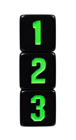 Black dices for games. Isolated on white background.の写真素材