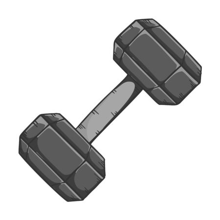 Black dumbbell for weightlifting. Cartoon style vector. Isolated on white background.のイラスト素材