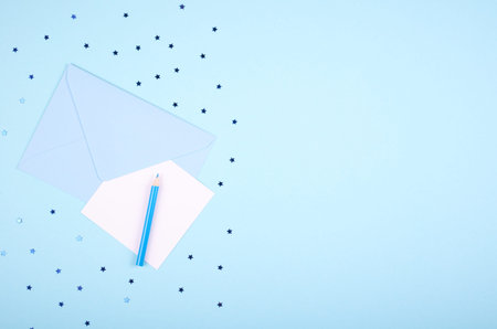 Pencil and letter with envelope, writing mail.